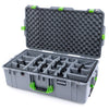 Pelican 1615 Air Case, Silver with Lime Green Handles & Latches Gray Padded Microfiber Dividers with Convoluted Lid Foam ColorCase 016150-0070-180-300
