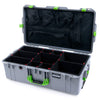 Pelican 1615 Air Case, Silver with Lime Green Handles & Latches TrekPak Divider System with Mesh Lid Organizer ColorCase 016150-0120-180-300
