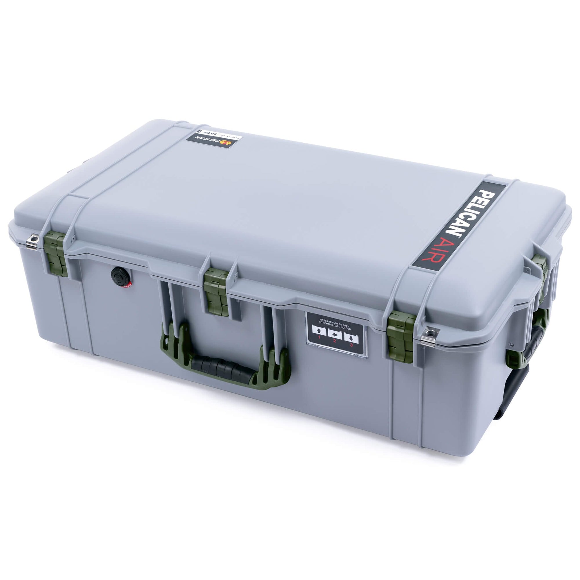 Pelican 1615 Air Case, Silver with OD Green Handles & Latches ColorCase 