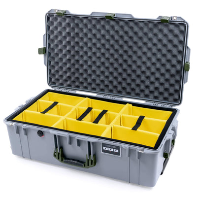 Pelican 1615 Air Case, Silver with OD Green Handles & Latches Yellow Padded Microfiber Dividers with Convoluted Lid Foam ColorCase 016150-0010-180-130