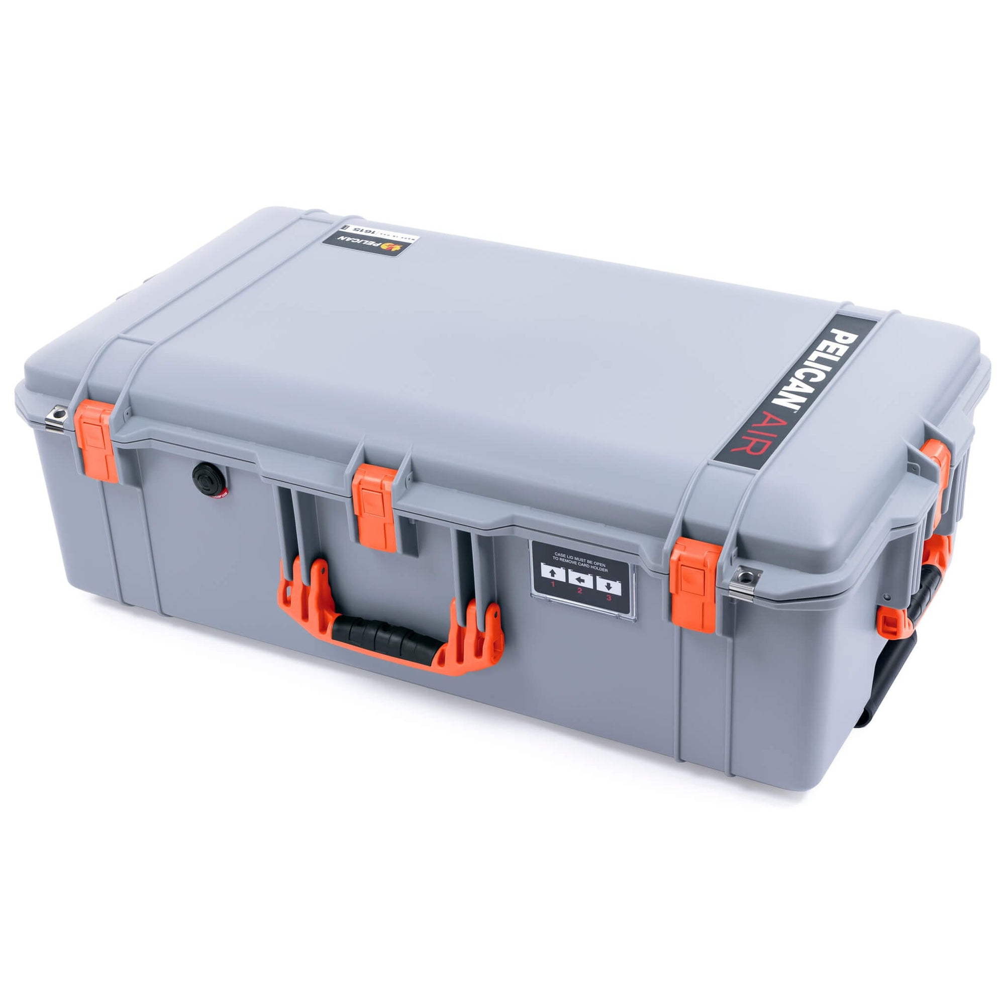 Pelican 1615 Air Case, Silver with Orange Handles & Latches ColorCase 