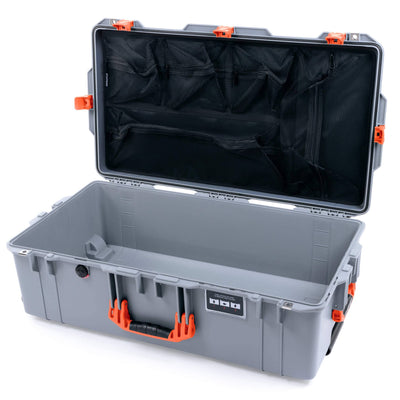 Pelican 1615 Air Case, Silver with Orange Handles & Latches Mesh Lid Organizer Only ColorCase 016150-0100-180-150