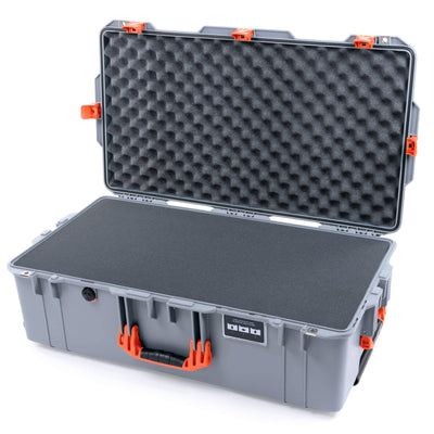 Pelican 1615 Air Case, Silver with Orange Handles & Latches Pick & Pluck Foam with Convolute Lid Foam ColorCase 016150-0001-180-150
