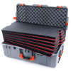 Pelican 1615 Air Case, Silver with Orange Handles & Latches Custom Tool Kit (6 Foam Inserts with Convolute Lid Foam) ColorCase 016150-0060-180-150