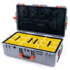 Pelican 1615 Air Case, Silver with Orange Handles & Latches Yellow Padded Microfiber Dividers with Mesh Lid Organizer ColorCase 016150-0110-180-150
