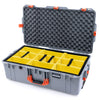 Pelican 1615 Air Case, Silver with Orange Handles & Latches Yellow Padded Microfiber Dividers with Convolute Lid Foam ColorCase 016150-0010-180-150