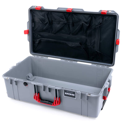 Pelican 1615 Air Case, Silver with Red Handles & Latches Mesh Lid Organizer Only ColorCase 016150-0100-180-320