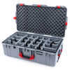 Pelican 1615 Air Case, Silver with Red Handles & Latches Gray Padded Microfiber Dividers with Convoluted Lid Foam ColorCase 016150-0070-180-320