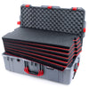 Pelican 1615 Air Case, Silver with Red Handles & Latches Custom Tool Kit (6 Foam Inserts with Convoluted Lid Foam) ColorCase 016150-0060-180-320