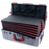 Pelican 1615 Air Case, Silver with Red Handles & Latches Custom Tool Kit (6 Foam Inserts with Mesh Lid Organizer) ColorCase 016150-0160-180-320