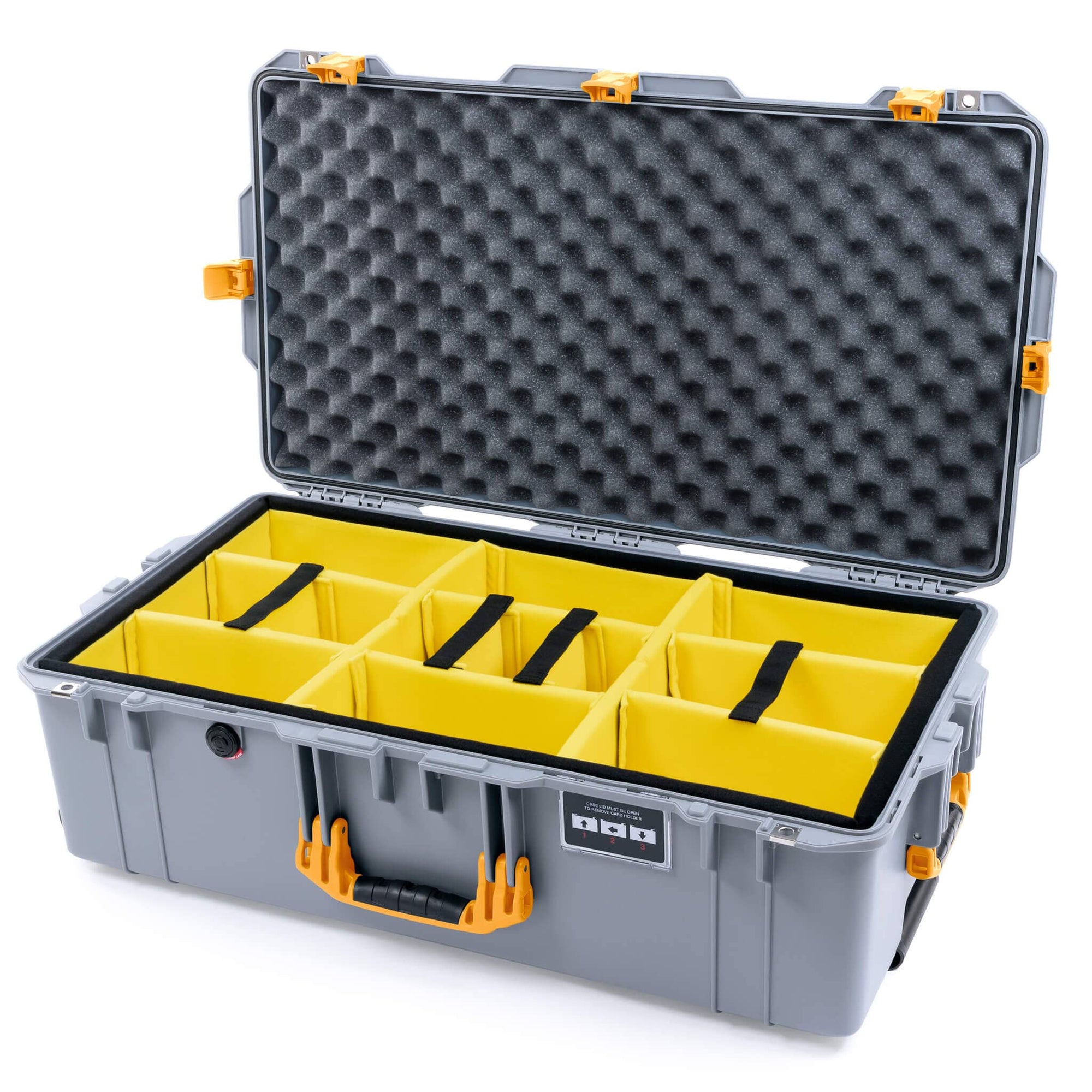 Pelican 1615 Air Case, Silver with Yellow Handles & Latches