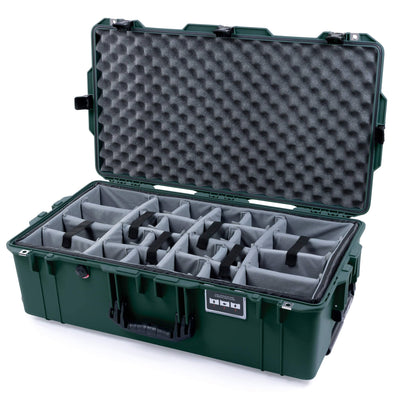 Pelican 1615 Air Case, Trekking Green with Black Handles & Push-Button Latches Gray Padded Microfiber Dividers with Convoluted Lid Foam ColorCase 016150-0070-138-110