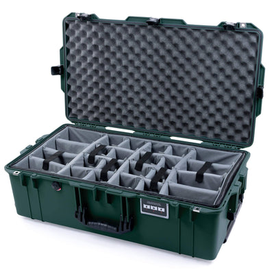 Pelican 1615 Air Case, Trekking Green with Black Handles & TSA Locking Push-Button Latches Gray Padded Microfiber Dividers with Convoluted Lid Foam ColorCase 016150-0070-138-L10