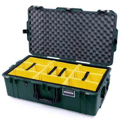 Pelican 1615 Air Case, Trekking Green with Black Handles & TSA Locking Push-Button Latches Yellow Padded Microfiber Dividers with Convoluted Lid Foam ColorCase 016150-0010-138-L10