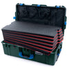 Pelican 1615 Air Case, Trekking Green with Blue Handles & Latches Custom Tool Kit (6 Foam Inserts with Mesh Lid Organizer) ColorCase 016150-0160-138-120