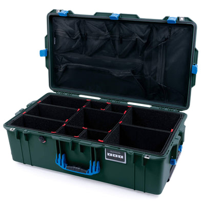 Pelican 1615 Air Case, Trekking Green with Blue Handles & Latches TrekPak Divider System with Mesh Lid Organizer ColorCase 016150-0120-138-120
