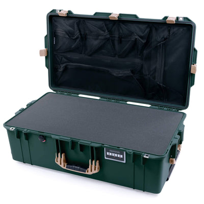 Pelican 1615 Air Case, Trekking Green with Desert Tan Handles & Latches Pick & Pluck Foam with Mesh Lid Organizer ColorCase 016150-0101-138-310