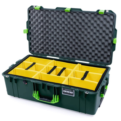 Pelican 1615 Air Case, Trekking Green with Lime Green Handles & Latches Yellow Padded Microfiber Dividers with Convoluted Lid Foam ColorCase 016150-0010-138-300