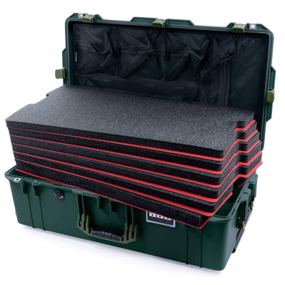 Pelican 1615 Air Case, Trekking Green with OD Green Handles & Latches Custom Tool Kit (6 Foam Inserts with Mesh Lid Organizer) ColorCase 016150-0160-138-130