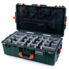 Pelican 1615 Air Case, Trekking Green with Orange Handles & Push-Button Latches Gray Padded Microfiber Dividers with Mesh Lid Organizer ColorCase 016150-0170-138-150