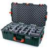 Pelican 1615 Air Case, Trekking Green with Orange Handles & Push-Button Latches Gray Padded Microfiber Dividers with Convoluted Lid Foam ColorCase 016150-0070-138-150