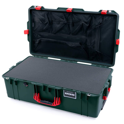 Pelican 1615 Air Case, Trekking Green with Red Handles & Latches Pick & Pluck Foam with Mesh Lid Organizer ColorCase 016150-0101-138-320