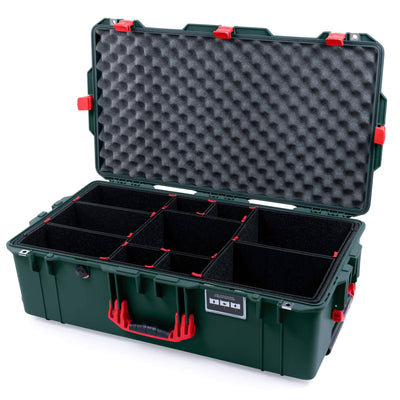 Pelican 1615 Air Case, Trekking Green with Red Handles & Latches TrekPak Divider System with Convoluted Lid Foam ColorCase 016150-0020-138-320