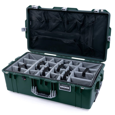 Pelican 1615 Air Case, Trekking Green with Silver Handles & Push-Button Latches Gray Padded Microfiber Dividers with Mesh Lid Organizer ColorCase 016150-0170-138-180