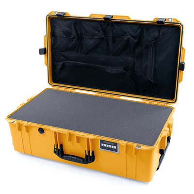 Pelican 1615 Air Case, Yellow with Black Handles & Latches Pick & Pluck Foam with Mesh Lid Organizer ColorCase 016150-0101-240-110
