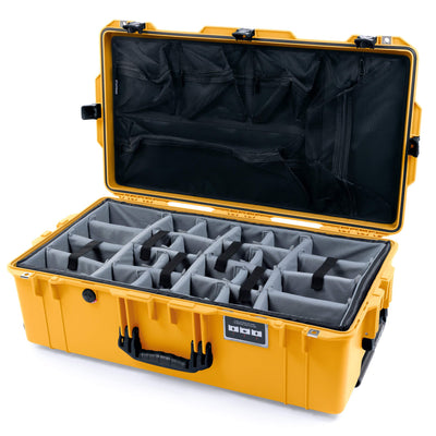 Pelican 1615 Air Case, Yellow, TSA Locking Latches Gray Padded Microfiber Dividers with Mesh Lid Organizer ColorCase 016150-0170-240-L10