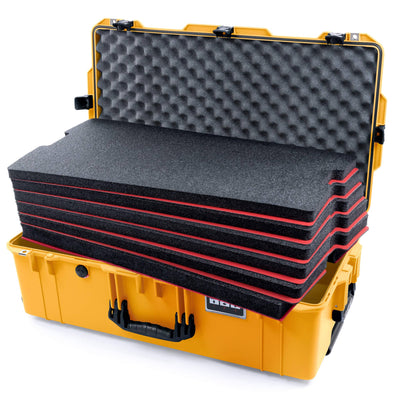 Pelican 1615 Air Case, Yellow, TSA Locking Latches Custom Tool Kit (6 Foam Inserts with Convoluted Lid Foam) ColorCase 016150-0060-240-L10