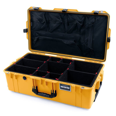 Pelican 1615 Air Case, Yellow with Black Handles & Latches TrekPak Divider System with Mesh Lid Organizer ColorCase 016150-0120-240-110