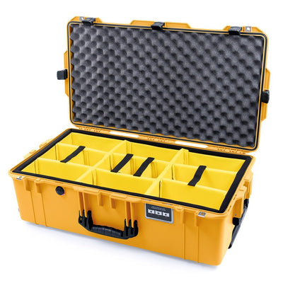 Pelican 1615 Air Case, Yellow with Black Handles & Latches Yellow Padded Microfiber Dividers with Convolute Lid Foam ColorCase 016150-0010-240-110