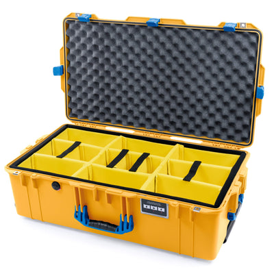 Pelican 1615 Air Case, Yellow with Blue Handles & Latches Yellow Padded Microfiber Dividers with Convoluted Lid Foam ColorCase 016150-0010-240-120