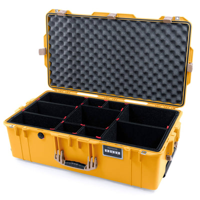 Pelican 1615 Air Case, Yellow with Desert Tan Handles & Latches TrekPak Divider System with Convoluted Lid Foam ColorCase 016150-0020-240-310