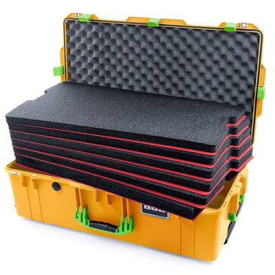 Pelican 1615 Air Case, Yellow with Lime Green Handles & Latches Custom Tool Kit (6 Foam Inserts with Convoluted Lid Foam) ColorCase 016150-0060-240-300