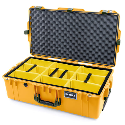 Pelican 1615 Air Case, Yellow with OD Green Handles & Latches Yellow Padded Microfiber Dividers with Convoluted Lid Foam ColorCase 016150-0010-240-130
