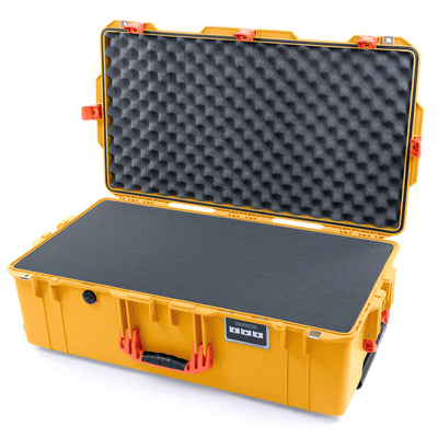 Pelican 1615 Air Case, Yellow with Orange Handles & Latches Pick & Pluck Foam with Convoluted Lid Foam ColorCase 016150-0001-240-150