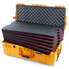 Pelican 1615 Air Case, Yellow with Orange Handles & Latches Custom Tool Kit (6 Foam Inserts with Convoluted Lid Foam) ColorCase 016150-0060-240-150