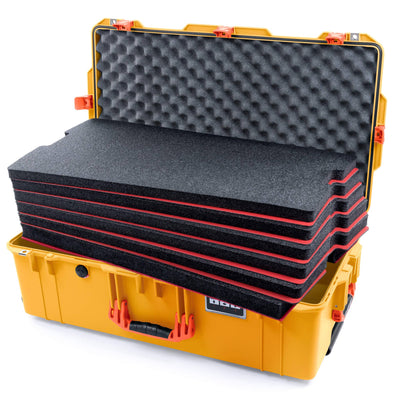 Pelican 1615 Air Case, Yellow with Orange Handles & Latches Custom Tool Kit (6 Foam Inserts with Convoluted Lid Foam) ColorCase 016150-0060-240-150