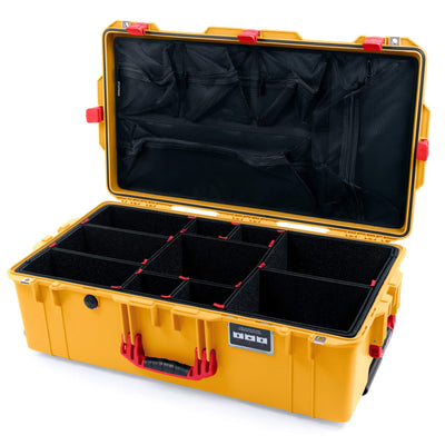 Pelican 1615 Air Case, Yellow with Red Handles & Latches TrekPak Divider System with Mesh Lid Organizer ColorCase 016150-0120-240-320