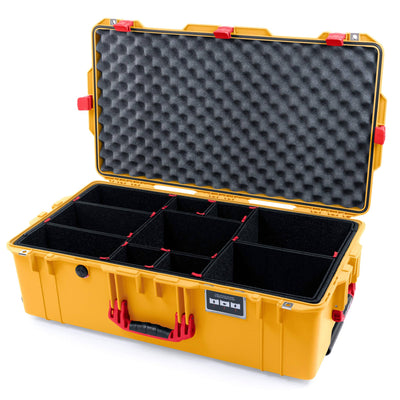 Pelican 1615 Air Case, Yellow with Red Handles & Latches TrekPak Divider System with Convoluted Lid Foam ColorCase 016150-0020-240-320