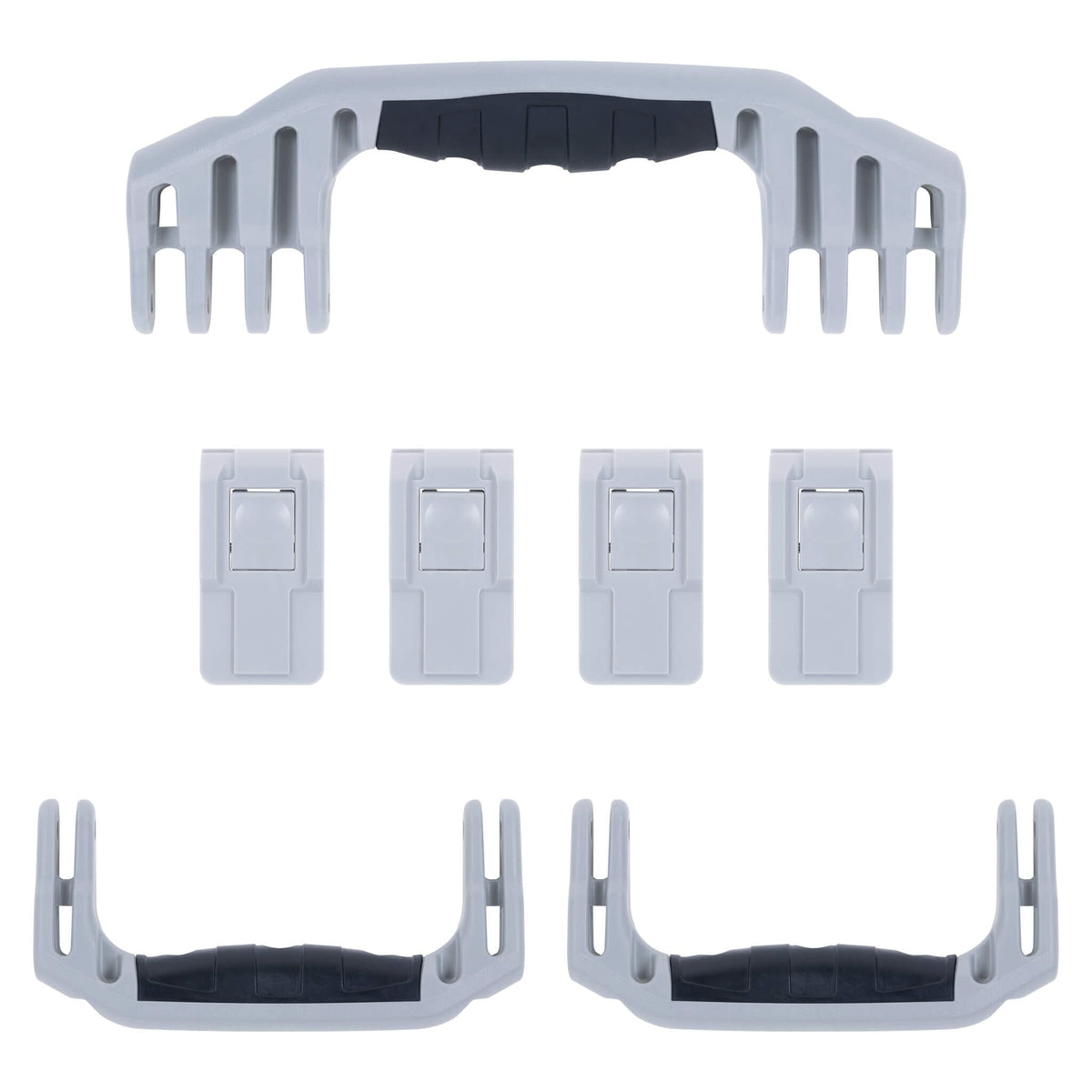 Pelican 1620 Replacement Handles &amp; Latches, Silver, Push-Button (Set of 3 Handles, 4 Latches) ColorCase 