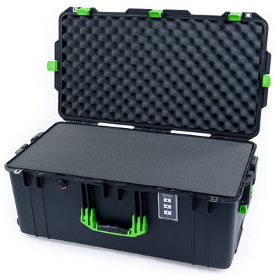 Pelican 1626 Air Case, Black with Lime Green Handles & Latches Pick & Pluck Foam with Convolute Lid Foam ColorCase 016260-0001-110-300