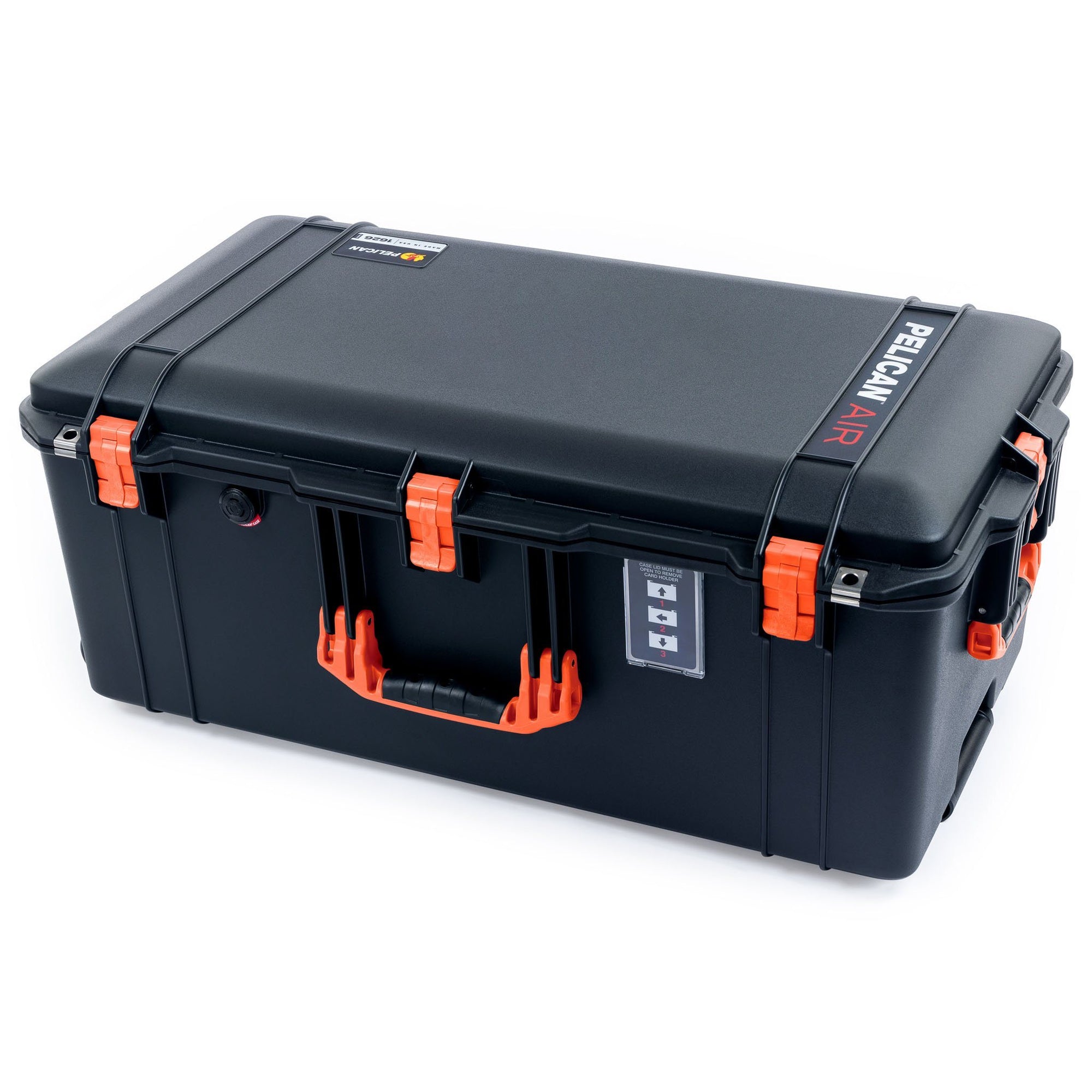 Pelican 1626 Air Case, Black with Orange Handles & Latches ColorCase 