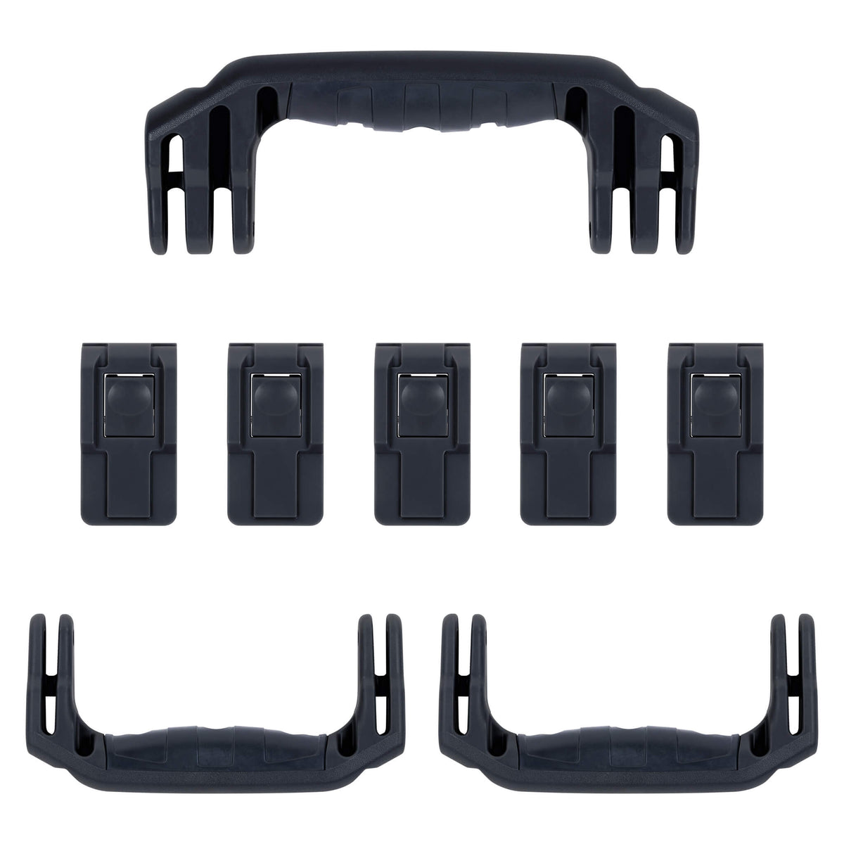 Pelican 1626 Air Replacement Handles &amp; Latches, Black, Push-Button (Set of 3 Handles, 5 Latches) ColorCase 