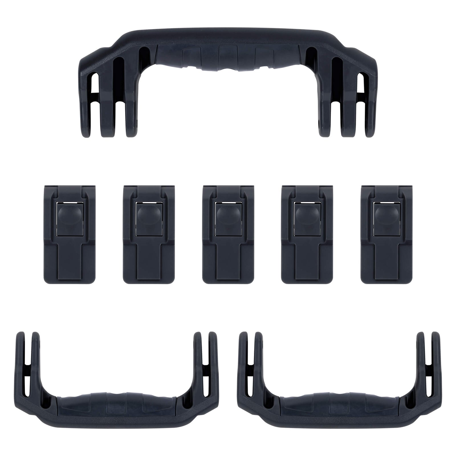 Pelican 1626 Air Replacement Handles & Latches, Black, Push-Button (Set of 3 Handles, 5 Latches) ColorCase 