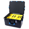 Pelican 1637 Air Case, Black with Blue Handles & Latches 2-Layer Yellow Padded Microfiber Dividers with Convolute Lid Foam ColorCase 016370-0010-110-120