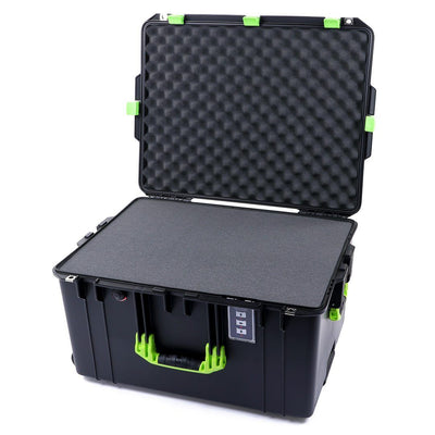Pelican 1637 Air Case, Black with Lime Green Handles & Latches Pick & Pluck Foam with Convolute Lid Foam ColorCase 016370-0001-110-300
