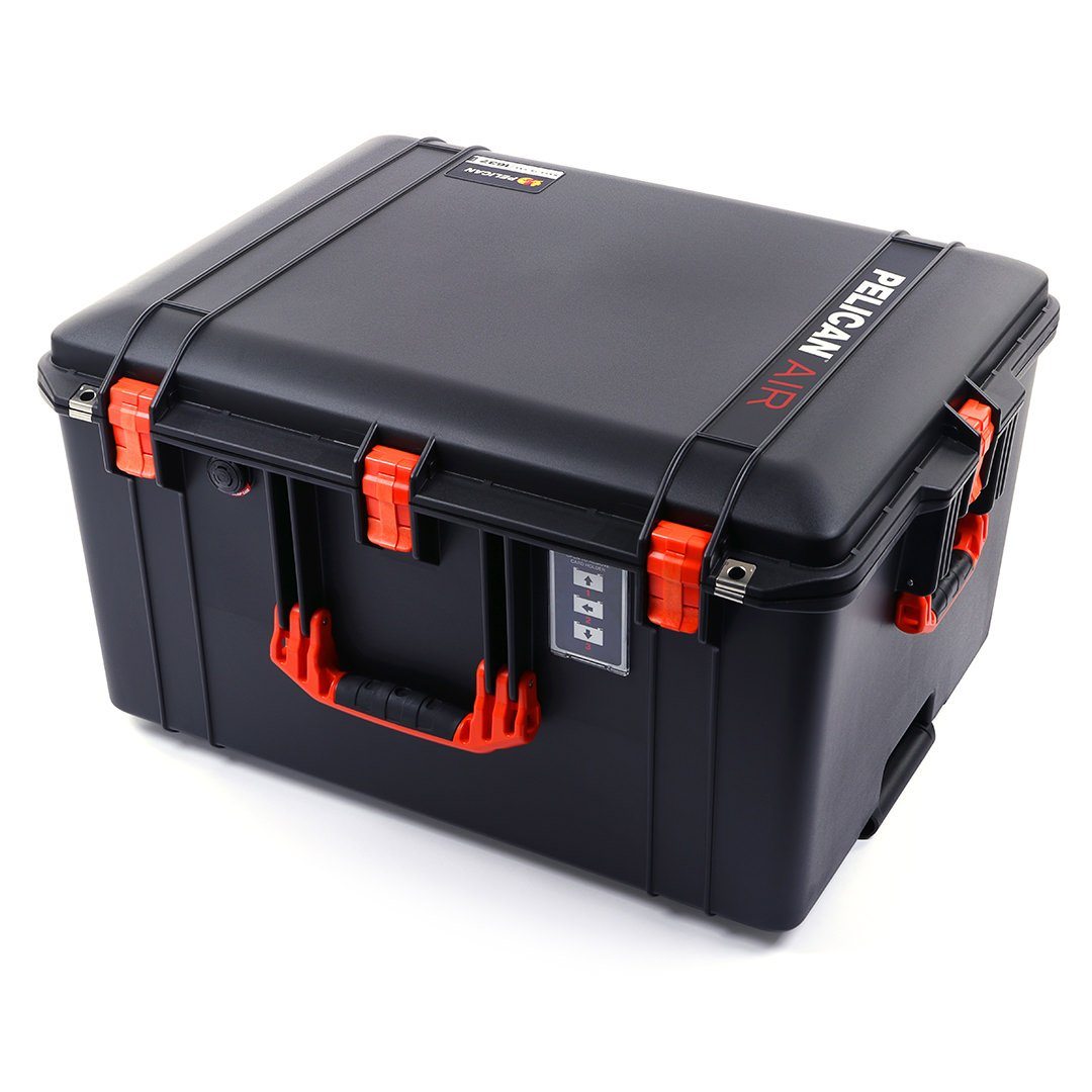 Pelican 1637 Air Case, Black with Orange Handles &amp; Latches ColorCase 